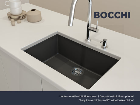 BOCCHI 1634-504-0126 Campino Uno Dual-Mount 27 in. Single Bowl Granite Composite Kitchen Sink in Matte Black