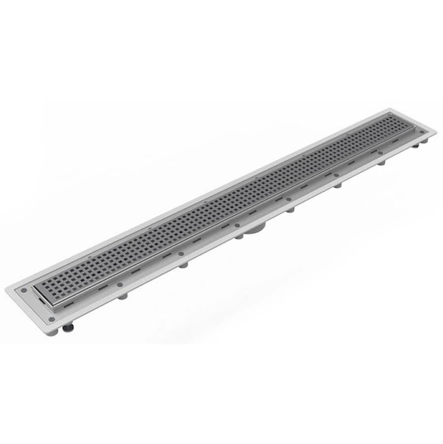 Infinity Drain USQ-P 24 24" Complete Universal Infinity Drain? Kit with PVC Channel and Squares Pattern Grate in Satin Stainless
