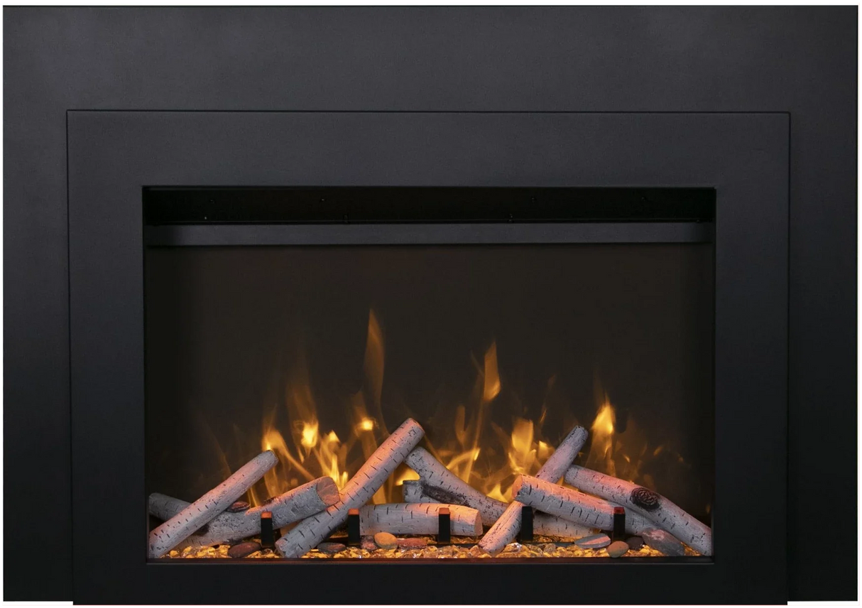Amantii INS-FM-34 Insert Series - 34" Electric Fireplace Insert with Black Steel Surround and Overlay