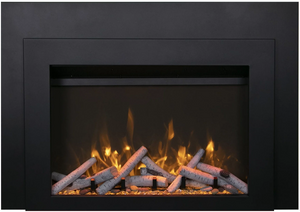 Amantii INS-FM-34 Insert Series - 34" Electric Fireplace Insert with Black Steel Surround and Overlay