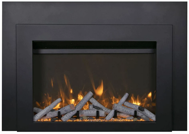 Amantii INS-FM-34 Insert Series - 34" Electric Fireplace Insert with Black Steel Surround and Overlay