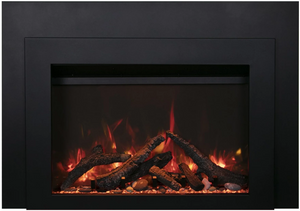 Amantii INS-FM-34 Insert Series - 34" Electric Fireplace Insert with Black Steel Surround and Overlay