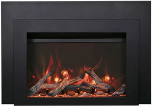 Amantii INS-FM-34 Insert Series - 34" Electric Fireplace Insert with Black Steel Surround and Overlay