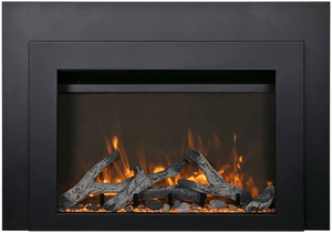 Amantii INS-FM-34 Insert Series - 34" Electric Fireplace Insert with Black Steel Surround and Overlay
