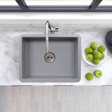 Island Collection Fireclay 24" Matte Grey Single Bowl Dualmount Sink
