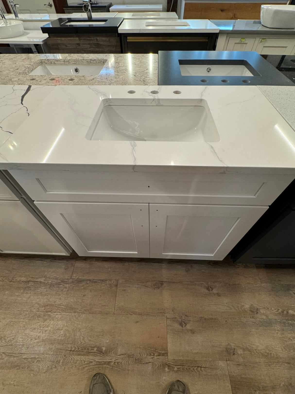 36" Cab-Tec White Shaker Vanity with Quartz Top