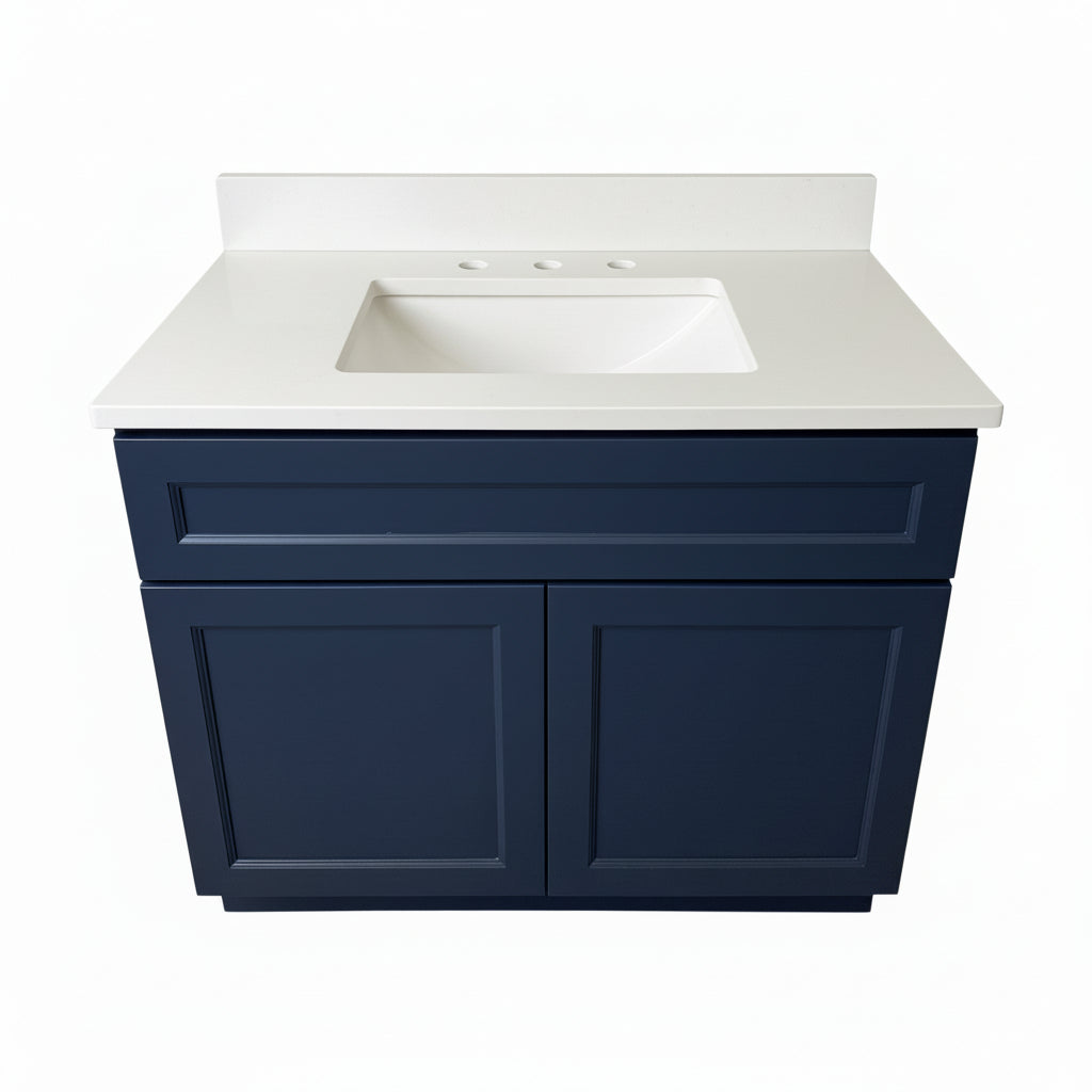 Wolf 37" Brooklyn Midnight Vanity Combo – White Cultured Marble Top