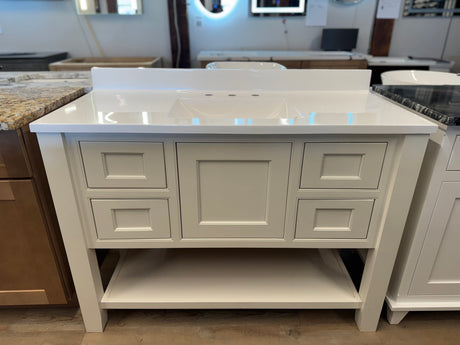 JSI 48" Solid Wood Vanity with Integrated White Cultured Marble Top