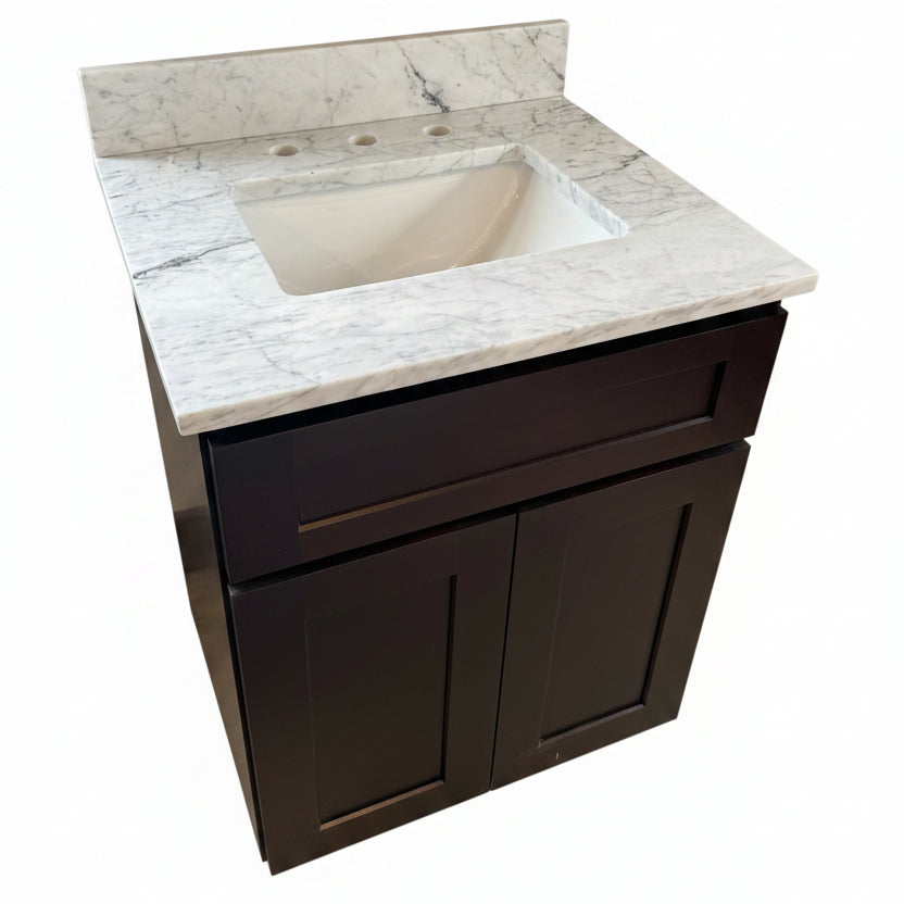 Shaker Kodiak Double Door Vanity - 24" with Carrera Marble & Sink
