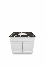 36" KCD Essentials White Vanity with Bertch Cow-Pattern Quartz Top