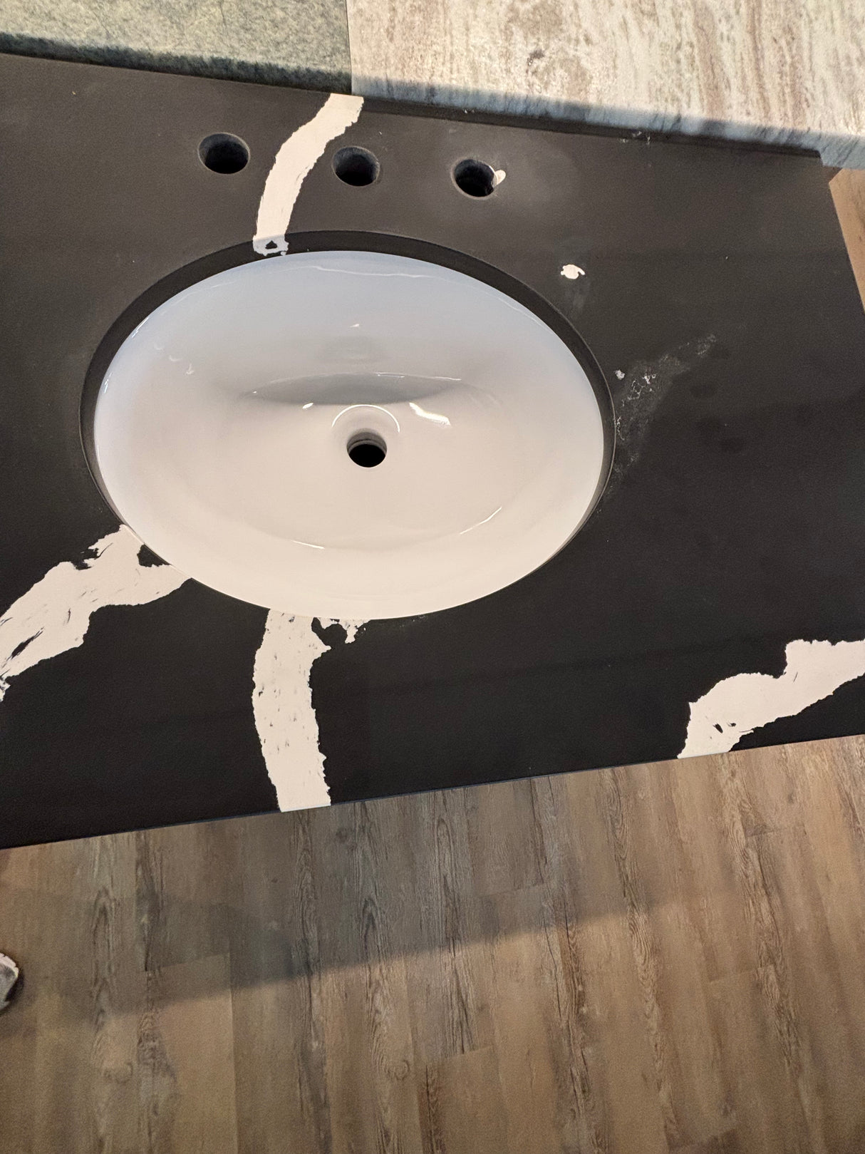 36" KCD Essentials White Vanity with Bertch Cow-Pattern Quartz Top