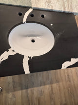 36" KCD Essentials White Vanity with Bertch Cow-Pattern Quartz Top
