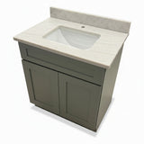 Cab-Tec 31" Moss Green Shaker Vanity with Taj Mahal Quartz Top & Integrated Sink
