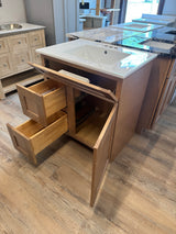 30" Shaker Caramel Vanity with Solid Wood Cabinet, Dovetail Drawers & Premium Vanity Top