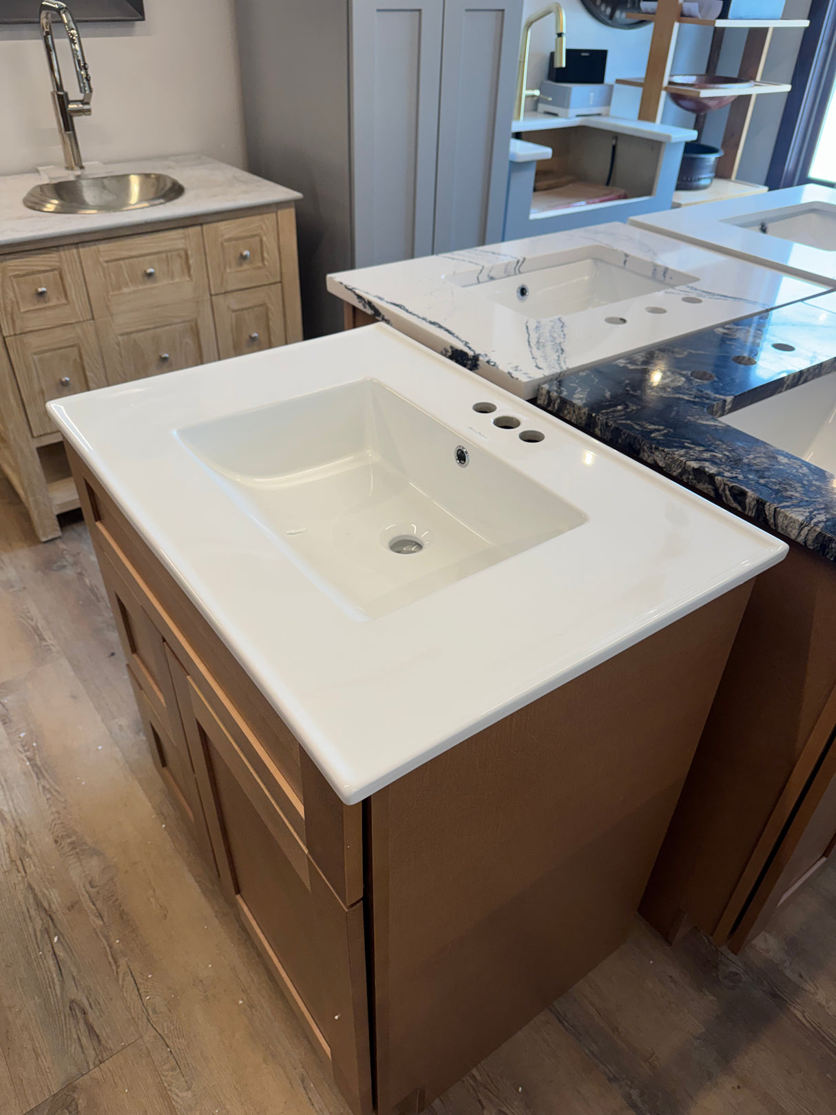 30" Shaker Caramel Vanity with Solid Wood Cabinet, Dovetail Drawers & Premium Vanity Top