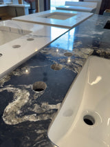 24" Salted Caramel Shaker Vanity with Titanium Granite Countertop & Designer Undermount Sink