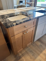 24" Salted Caramel Shaker Vanity with Titanium Granite Countertop & Designer Undermount Sink