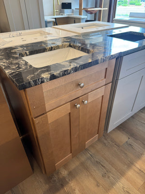 24" Salted Caramel Shaker Vanity with Titanium Granite Countertop & Designer Undermount Sink