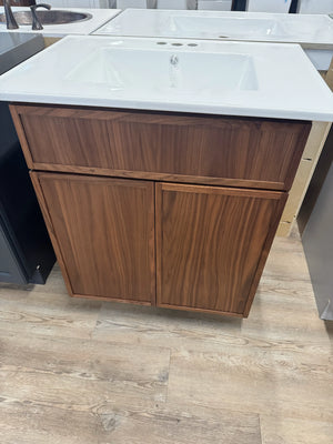 31" Classic Walnut Shaker Vanity with Integrated Ceramic Sink & Premium Plywood Construction
