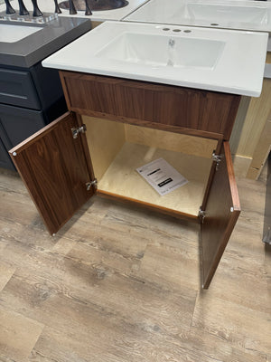 31" Classic Walnut Shaker Vanity with Integrated Ceramic Sink & Premium Plywood Construction