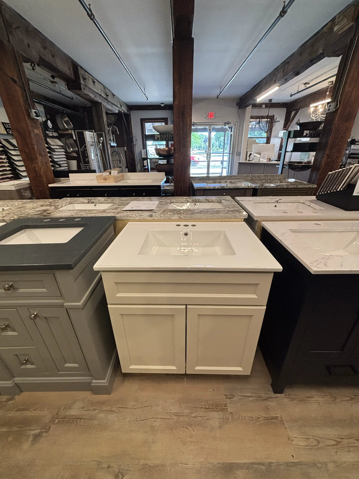 J&K Cabinetry Dove 30" Bathroom Vanity with White Ceramic Swiss Maddison Top