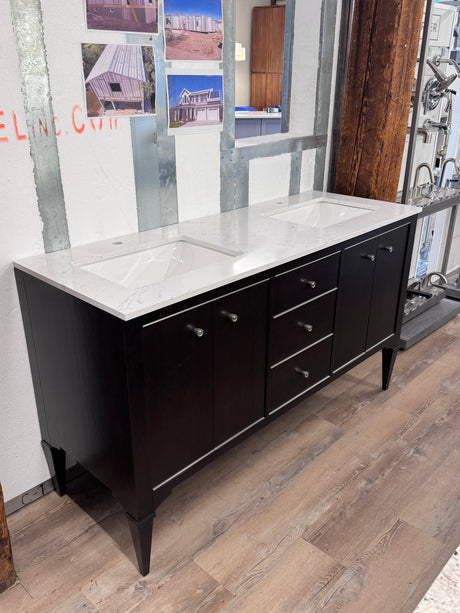 Fairmont Designs Charlottesville 60″ Double Vanity Suite – Vintage Black + Custom Carrara Quartz