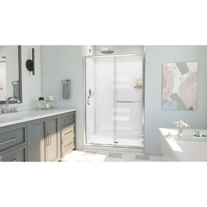 DreamLine Infinity-Z 36 in. D x 48 in. W x 78 3/4 in. H Sliding Shower Door, Base, and White Wall Kit in Chrome and Clear Glass