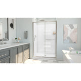 DreamLine Infinity-Z 36 in. D x 48 in. W x 78 3/4 in. H Sliding Shower Door, Base, and White Wall Kit in Brushed Nickel and Clear Glass
