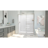 DreamLine Infinity-Z 34 in. D x 60 in. W x 78 3/4 in. H Sliding Shower Door, Base, and White Wall Kit in Brushed Nickel and Clear Glass