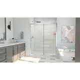 DreamLine Infinity-Z 36 in. D x 60 in. W x 78 3/4 in. H Sliding Shower Door, Base, and White Wall Kit in Chrome and Frosted Glass