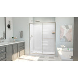 DreamLine Infinity-Z 34 in. D x 60 in. W x 78 3/4 in. H Sliding Shower Door, Base, and White Wall Kit in Brushed Nickel and Clear Glass
