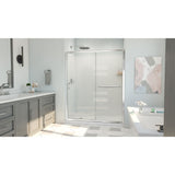 DreamLine Infinity-Z 30 in. D x 60 in. W x 78 3/4 in. H Sliding Shower Door, Base, and White Wall Kit in Chrome and Frosted Glass