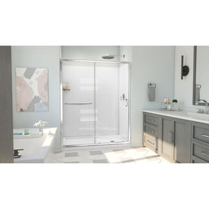 DreamLine Infinity-Z 34 in. D x 60 in. W x 78 3/4 in. H Sliding Shower Door, Base, and White Wall Kit in Chrome and Clear Glass