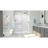 DreamLine Infinity-Z 30 in. D x 60 in. W x 78 3/4 in. H Sliding Shower Door, Base, and White Wall Kit in Chrome and Clear Glass