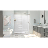 DreamLine Infinity-Z 30 in. D x 60 in. W x 78 3/4 in. H Sliding Shower Door, Base, and White Wall Kit in Brushed Nickel and Clear Glass
