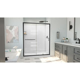 DreamLine Infinity-Z 34 in. D x 60 in. W x 78 3/4 in. H Sliding Shower Door, Base, and White Wall Kit in Satin Black and Clear Glass