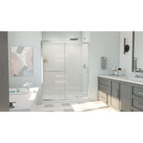 DreamLine Infinity-Z 36 in. D x 60 in. W x 78 3/4 in. H Sliding Shower Door, Base, and White Wall Kit in Chrome and Frosted Glass