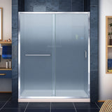 DreamLine Infinity-Z 30 in. D x 60 in. W x 74 3/4 in. H Frosted Sliding Shower Door in Chrome and Center Drain Biscuit Base