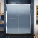 DreamLine Infinity-Z 34 in. D x 60 in. W x 74 3/4 in. H Frosted Sliding Shower Door in Chrome and Center Drain Black Base