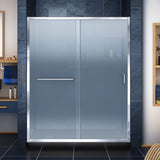 DreamLine Infinity-Z 32 in. D x 60 in. W x 74 3/4 in. H Frosted Sliding Shower Door in Chrome and Left Drain Black Base