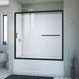 DreamLine Infinity-Z 56-60 in. W x 60 in. H Clear Sliding Tub Door in Satin Black with White Acrylic Wall Kit