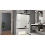 DreamLine Infinity-Z 56-60 in. W x 60 in. H Sliding Tub Door and White Wall Kit in Satin Black and Clear Glass
