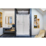 DreamLine Infinity-Z 36 in. D x 48 in. W x 76 3/4 in. H Frosted Sliding Shower Door in Chrome, Center Drain White Base, Wall Kit