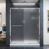 DreamLine Infinity-Z 36 in. D x 60 in. W x 74 3/4 in. H Frosted Sliding Shower Door in Chrome and Center Drain White Base