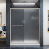 DreamLine Infinity-Z 34 in. D x 60 in. W x 74 3/4 in. H Frosted Sliding Shower Door in Brushed Nickel and Center Drain White Base