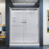 DreamLine Infinity-Z 34 in. D x 60 in. W x 76 3/4 in. H Clear Sliding Shower Door in Brushed Nickel, Center Drain and Wall Kit