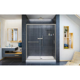 DreamLine Infinity-Z 32 in. D x 60 in. W x 74 3/4 in. H Clear Sliding Shower Door in Brushed Nickel and Center Drain White Base