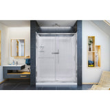 DreamLine Infinity-Z 32 in. D x 60 in. W x 76 3/4 in. H Clear Sliding Shower Door in Chrome, Center Drain Base and Wall Kit