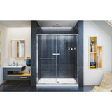 DreamLine Infinity-Z 34 in. D x 60 in. W x 74 3/4 in. H Clear Sliding Shower Door in Chrome and Center Drain White Base