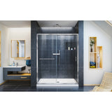 DreamLine Infinity-Z 32 in. D x 54 in. W x 74 3/4 in. H Clear Sliding Shower Door in Chrome and Center Drain White Base